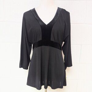 NWT Liz Claiborne Petite V-Neck Velvet Trim Blouse, PL